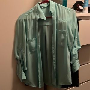 Mint green express long sleeve dress button up